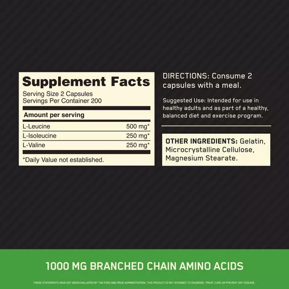 Optimum Nutrition BCAA 1000 400 Capsules (200 Servings) Greece | 27ZVMIPFO