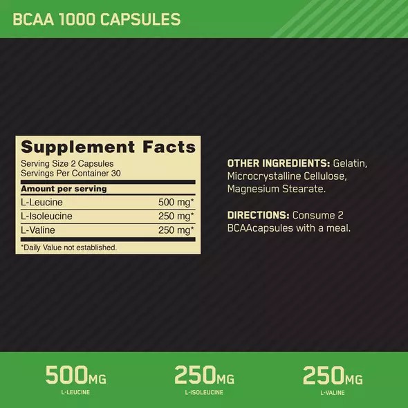 Optimum Nutrition BCAA 1000 60 Capsules (30 Servings) Greece | 28RXPIYKM