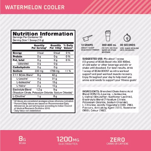 Optimum Nutrition BCAA Boost Watermelon 30 Serves Greece | 06BSAFWEC
