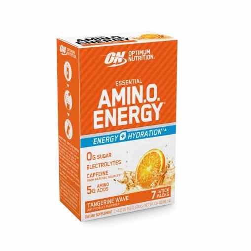 Optimum Nutrition Essential AMIN.O. ENERGY + Electrolytes Tangerine Wave 7 Stick Packs (7 Servings) Greece | 12GYPZVKS