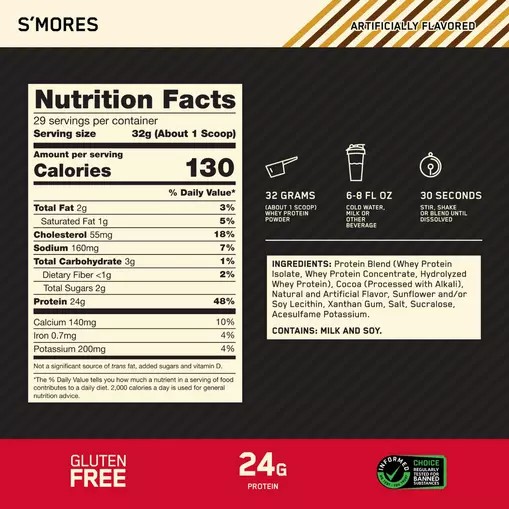 Optimum Nutrition GOLD STANDARD 100% WHEY™ *new* S'mores 2 lb (28 Servings) Greece | 18GLUROYX