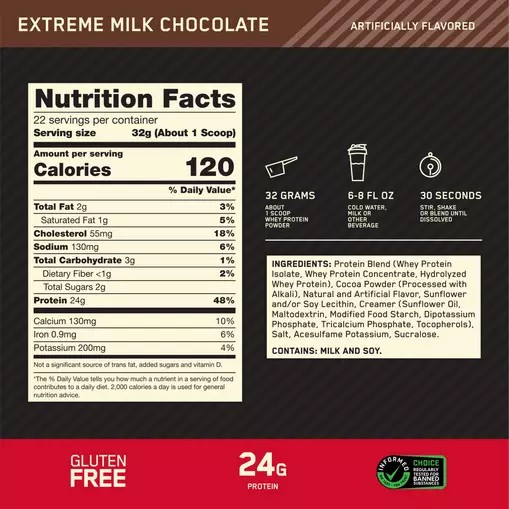 Optimum Nutrition GOLD STANDARD 100% WHEY™ Extreme Milk Chocolate 2 lb (28 Servings) Greece | 61WZAMHBF
