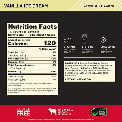 Optimum Nutrition GOLD STANDARD 100% WHEY™ Vanilla Ice Cream 10 lb - Notify me Greece | 43YJHIMQP