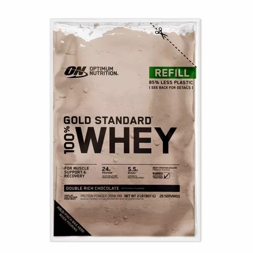 Optimum Nutrition GOLD STANDARD 100% WHEY™ Recyclable Refill Bag Double Rich Chocolate 2 lb (29 Servings) Greece | 25SQNCJMP