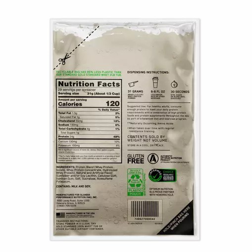 Optimum Nutrition GOLD STANDARD 100% WHEY™ Recyclable Refill Bag Vanilla Ice Cream 2 lb (29 Servings) Greece | 92KZGTEDX