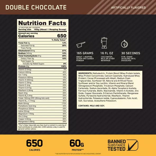 Optimum Nutrition Gold Standard Pro Gainer Chocolate 2.27kg Greece | 29IREKOZQ