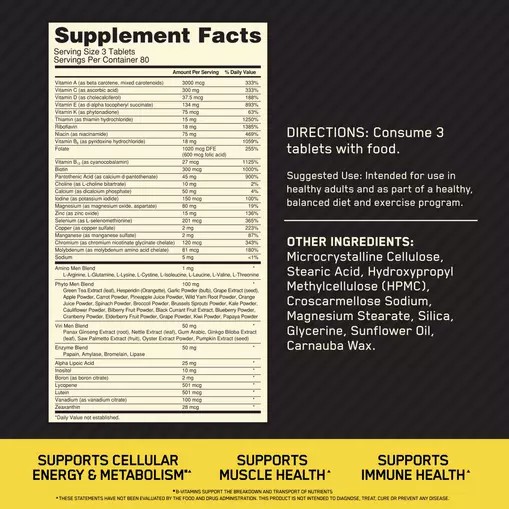 Optimum Nutrition OPTI-MEN® Multivitamin Tablets 240 Tablets (80 Servings) Greece | 29QCLTBDY