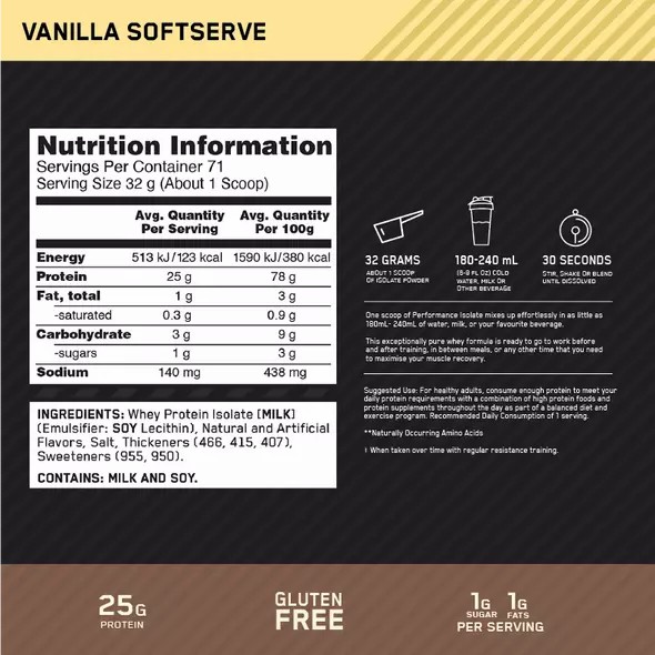 Optimum Nutrition Performance Isolate Vanilla 2.27kg Greece | 76EDJUGIK